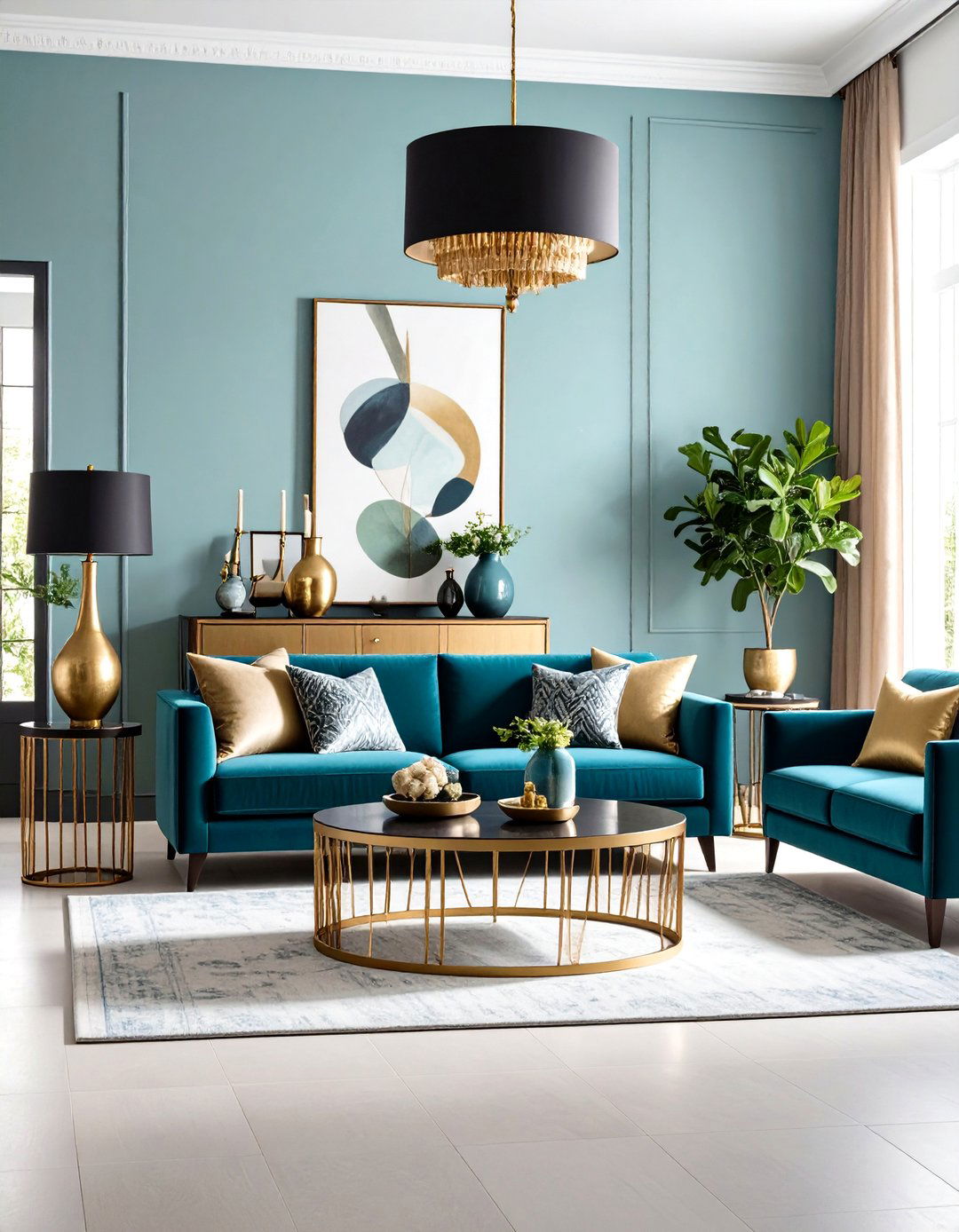 Black Iron and Brass Accents - 24 Black Boho Living Room Ideas