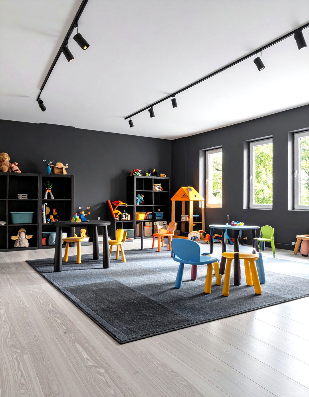 Black Kids Play Area - 24 black basement ideas