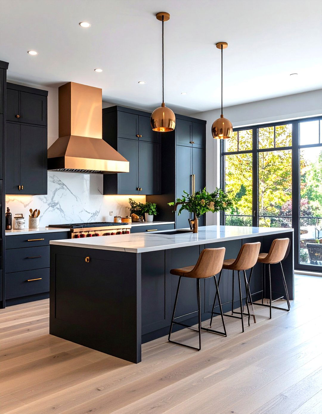 Black Kitchen Cabinets with Copper Accent Features - 24 Kitchens With Black Cabinets