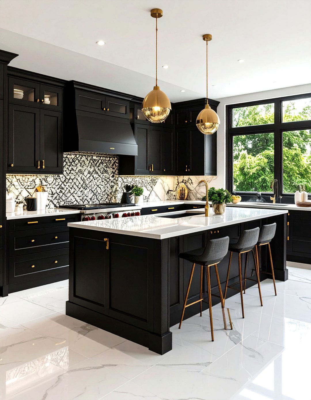 Black Kitchen Cabinets with Mosaic Tile Backsplashes - 24 Kitchens With Black Cabinets