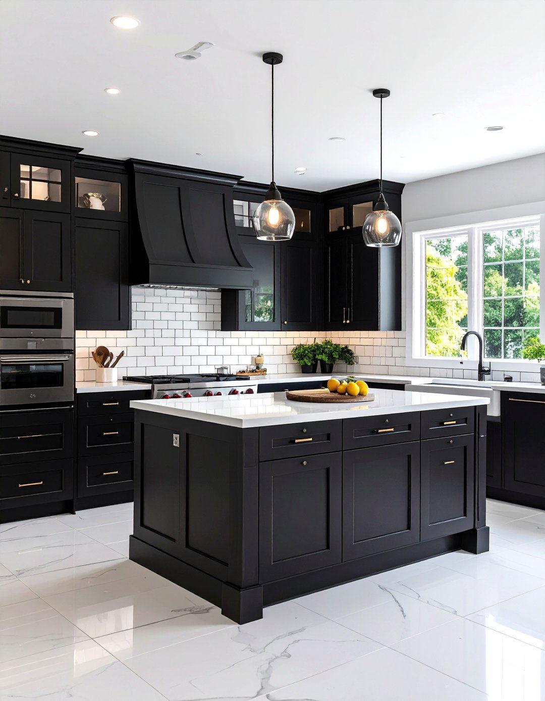 Black Kitchen Cabinets with Subway Tile Backsplash - 24 Black Kitchen Cabinet Ideas
