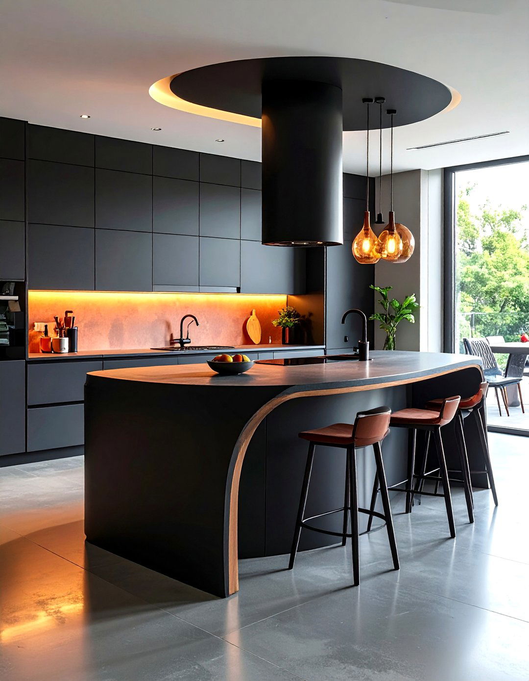 Black Kitchen Island Curved Design - 24 Black Kitchen Islands
