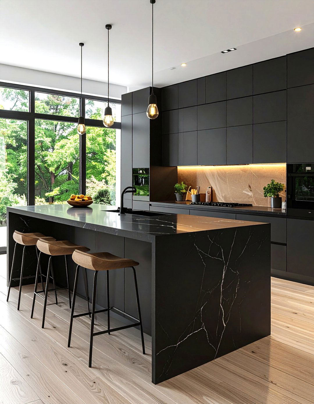 Black Kitchen Island Waterfall Edge - 24 Black Kitchen Islands
