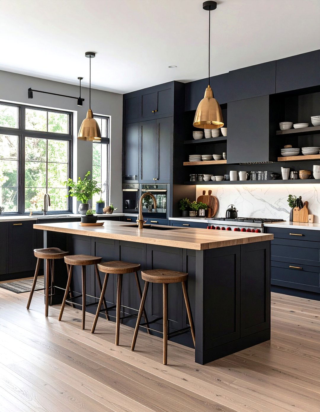 Black Kitchen Island with Open Shelving - 24 Black Kitchen Islands