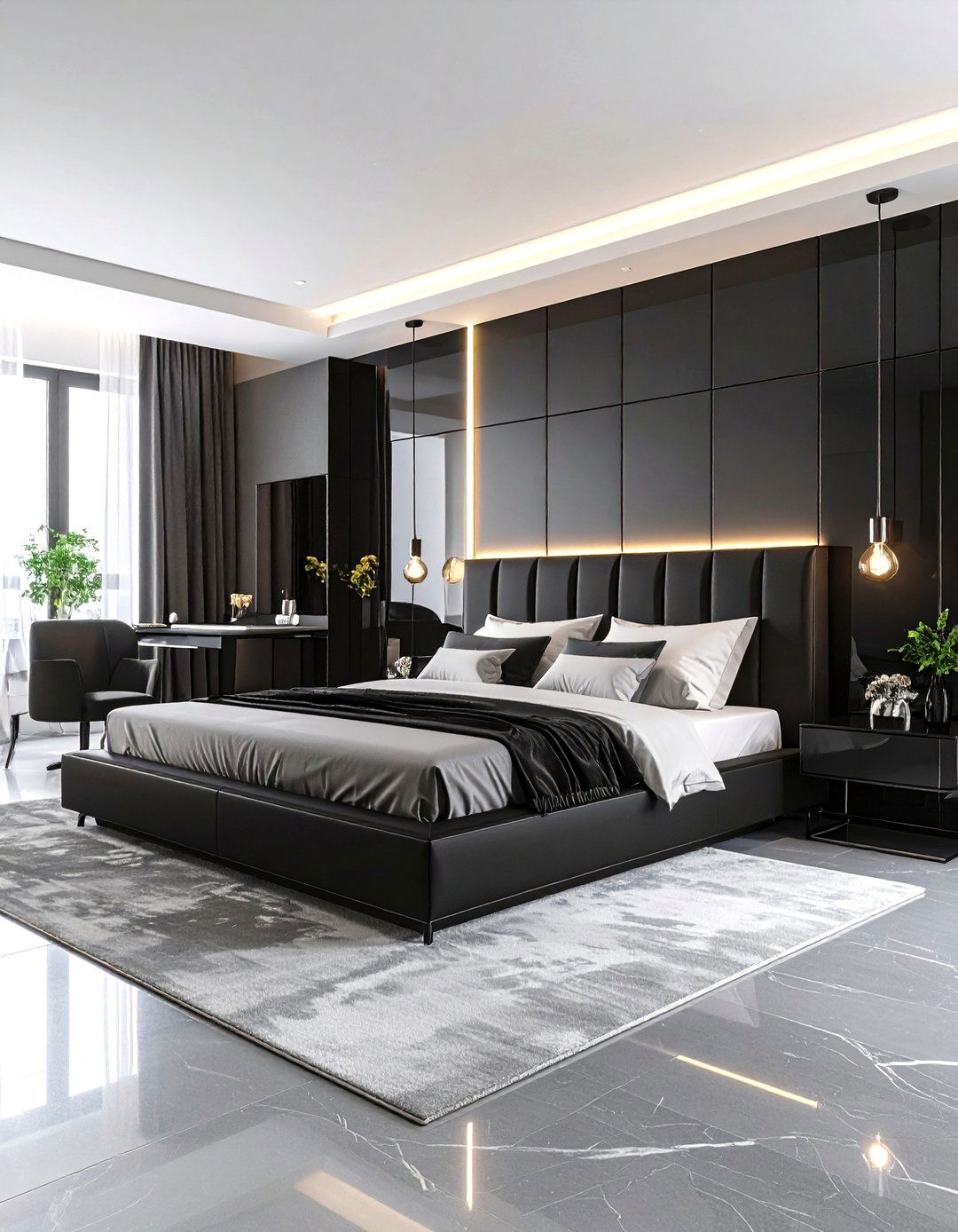 Black Lacquer Modern Vampire Bedroom - 24 Vampire Bedroom Ideas