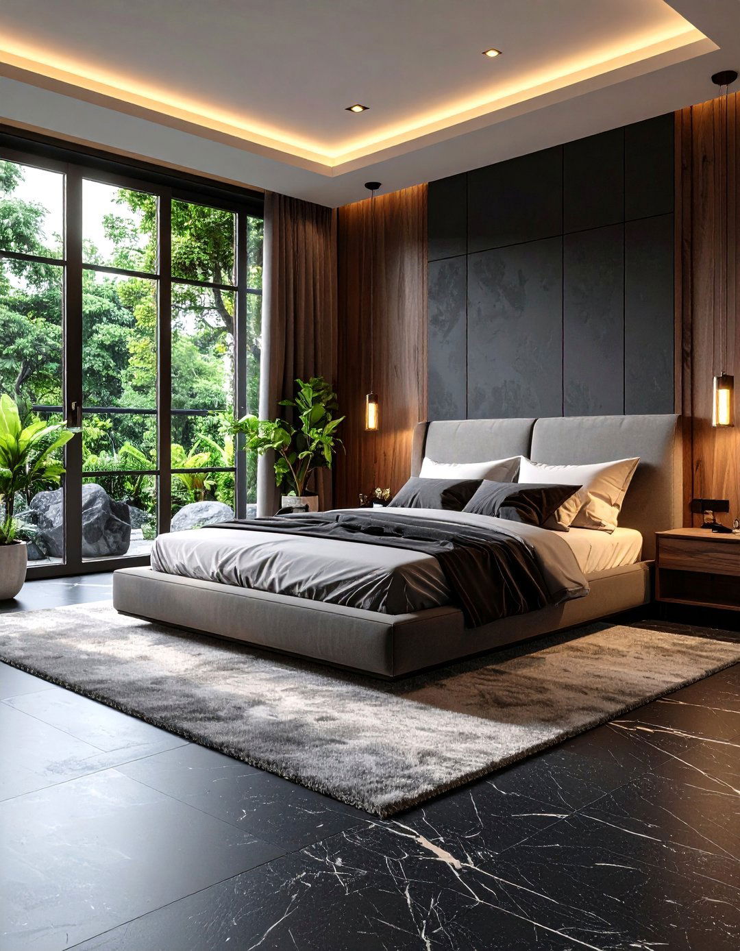 Black Limestone Bedroom Flooring - 24 Black Floor Bedroom Ideas