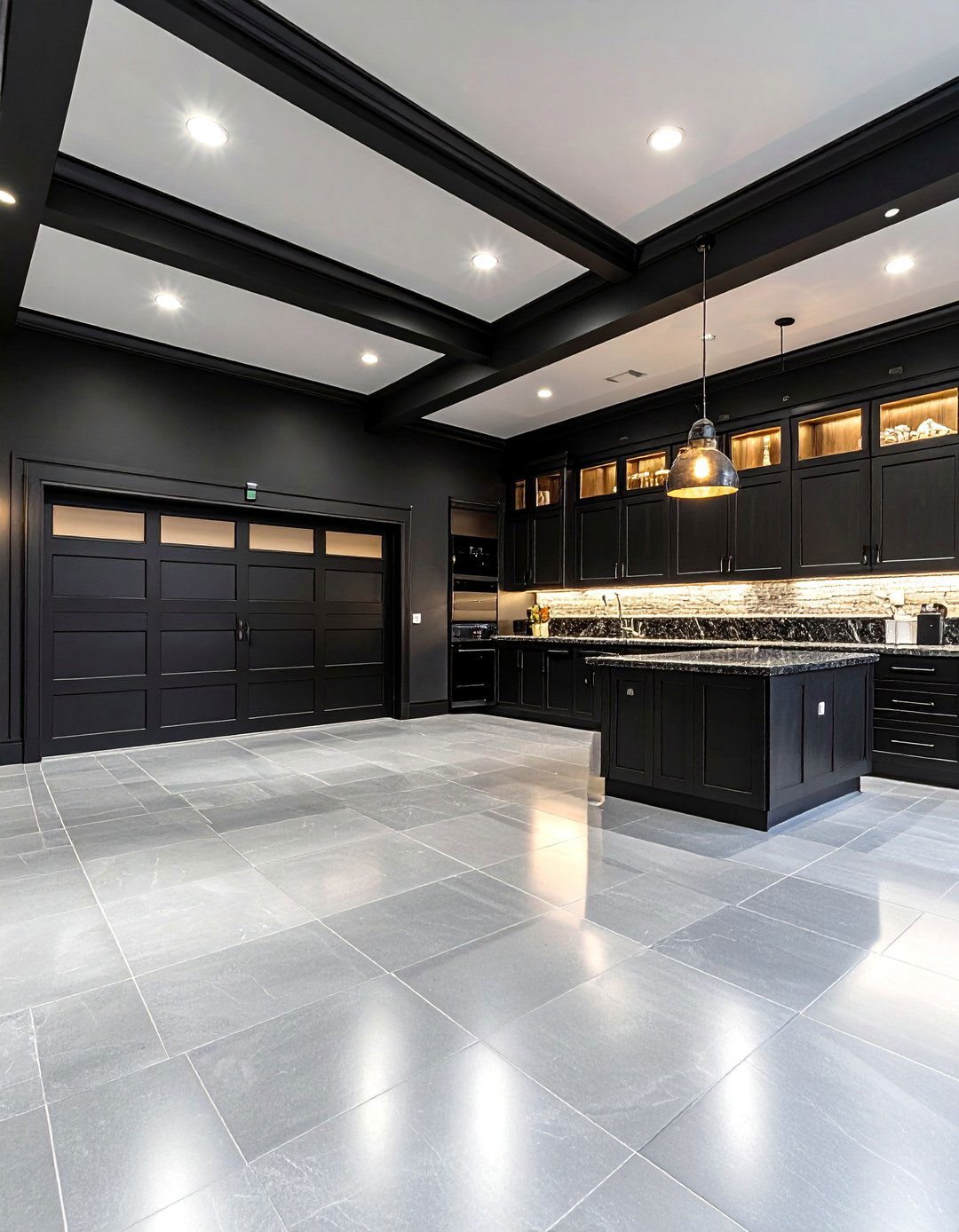 Black Luxury Garage Finishes - 24 Black Garage Ideas