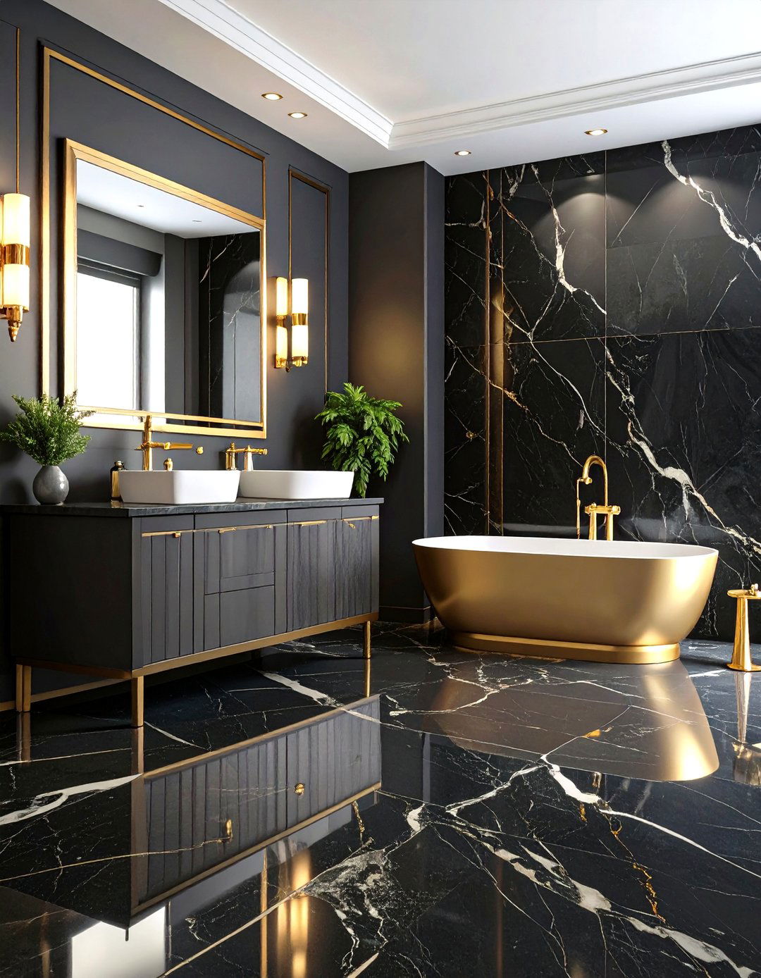 Black Marble Bathroom Flooring - 24 Black Floor Bathroom Ideas