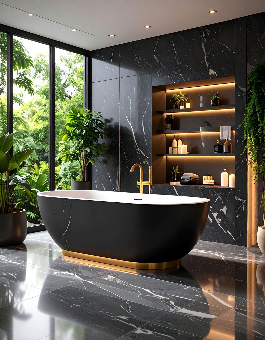 Black Marble Bathtub Surrounds - 24 Black Marble Bathrooms