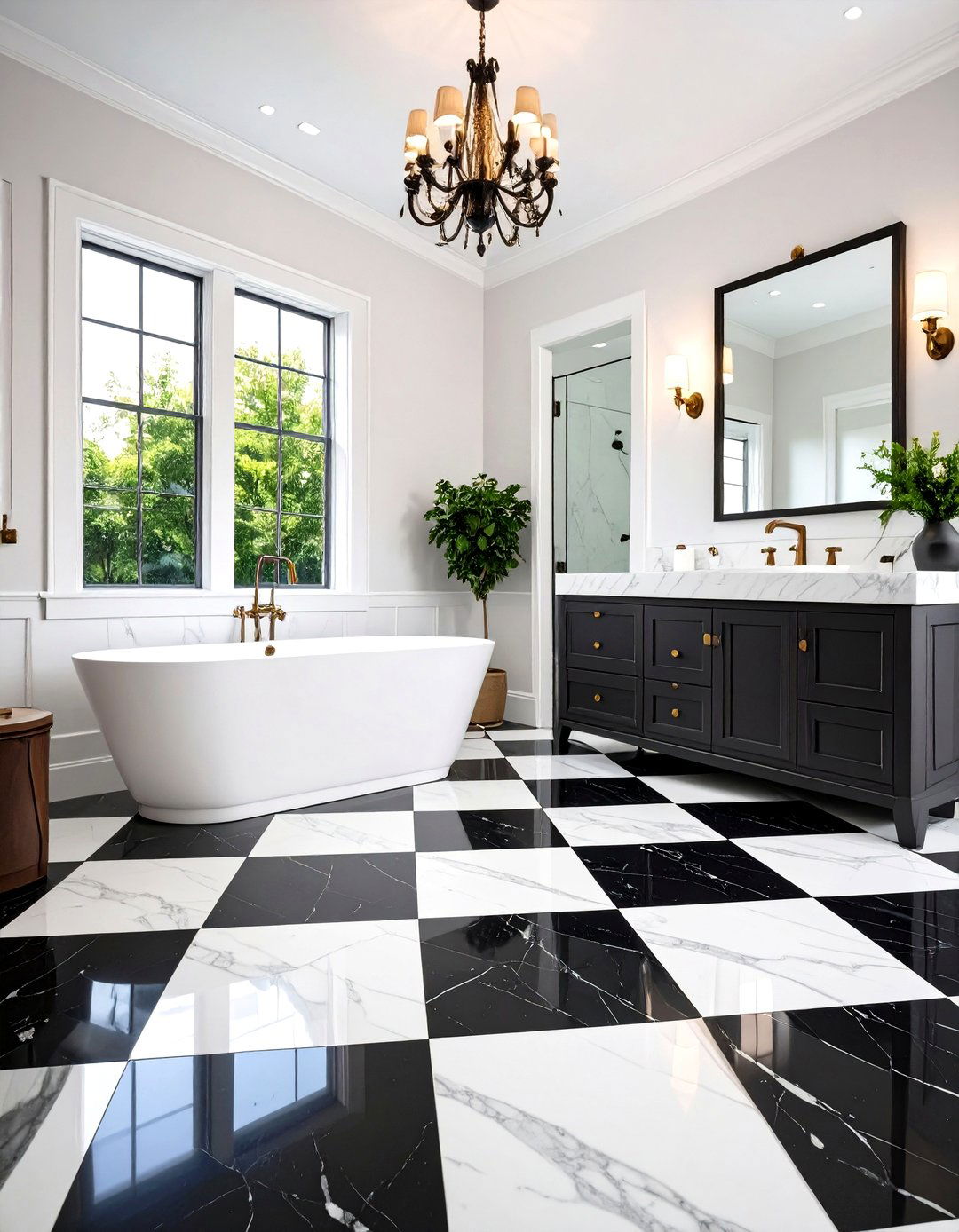 Black Marble Checkerboard Patterns - 24 Black Marble Bathrooms
