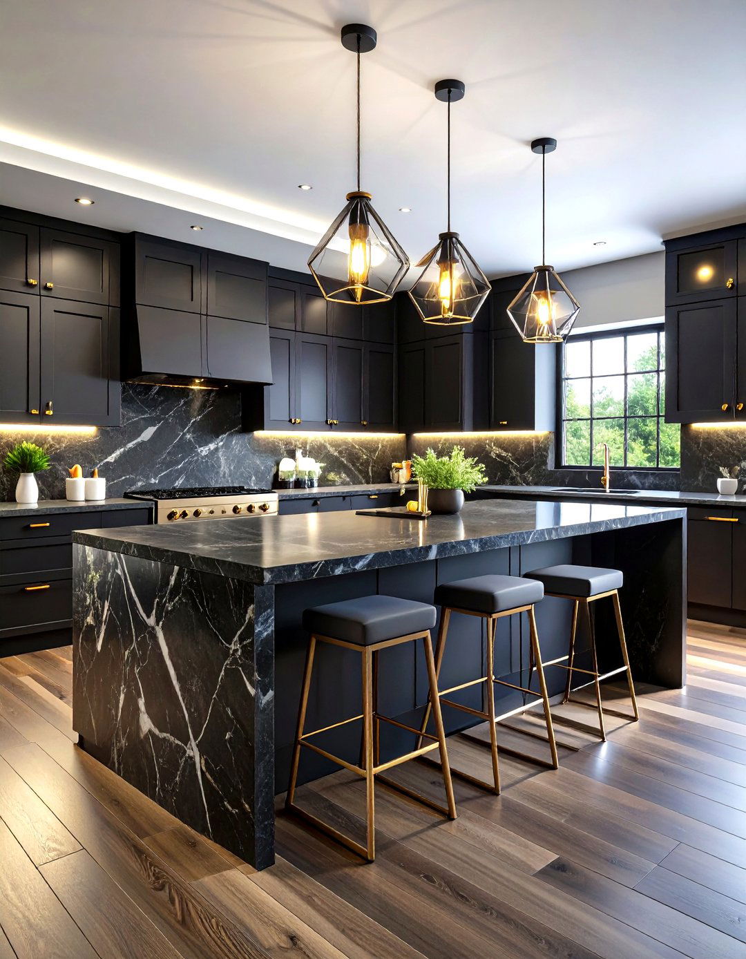 Black Marble Gothic Kitchen Elegance - 24 Gothic Kitchen Ideas
