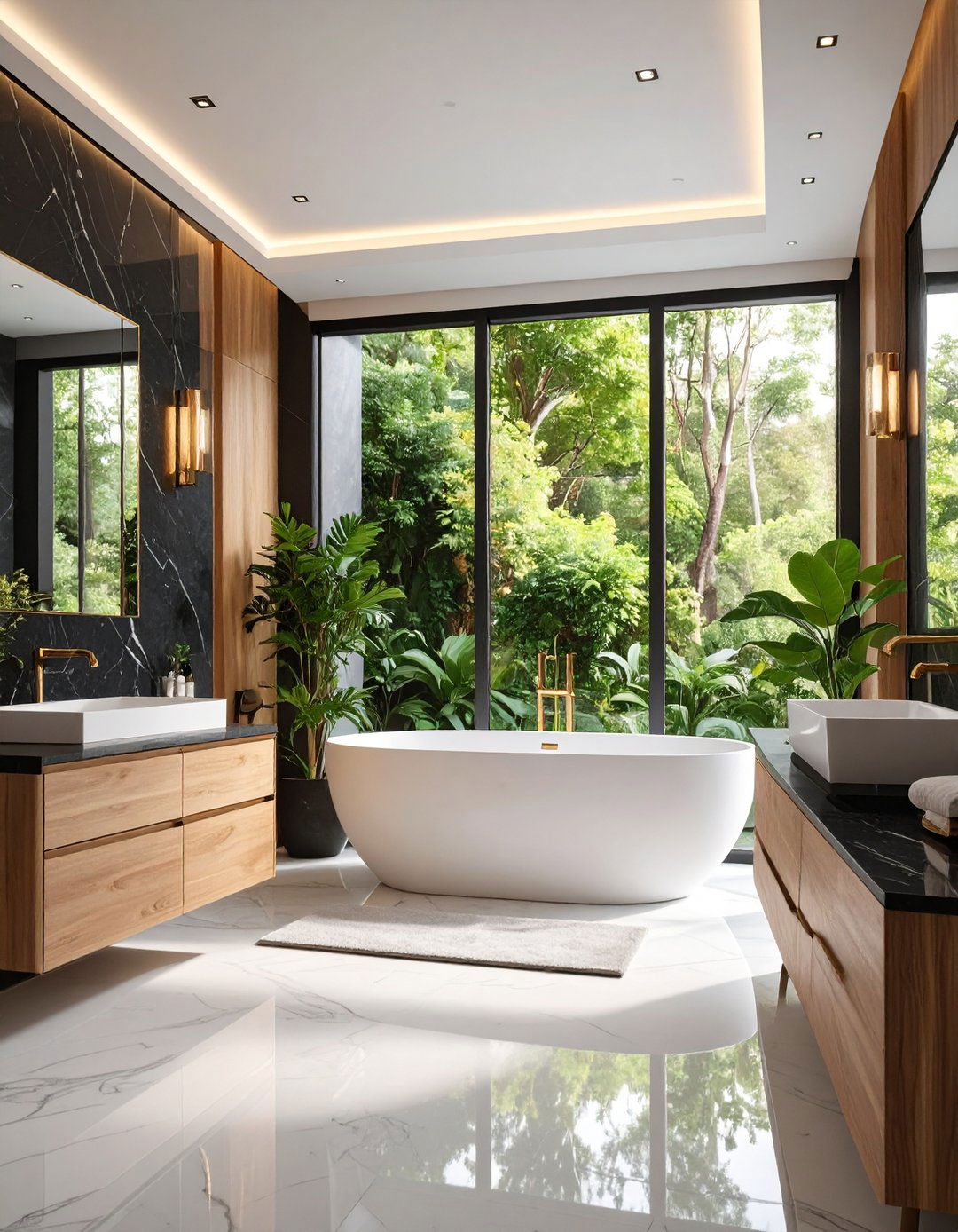 Black Marble Spa Bathroom Retreat - 24 Black Bathroom Ideas