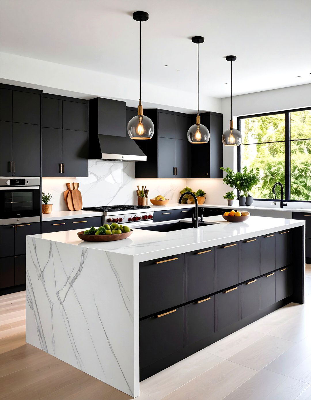 Black Matte Cabinets with White Soapstone Countertops - 24 Black Kitchen Cabinets With White Countertops