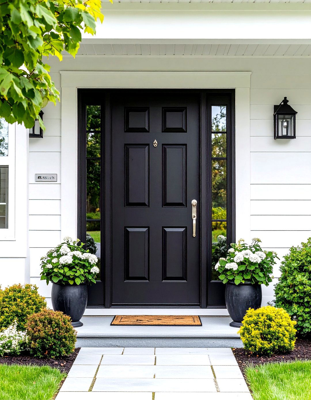 Black Matte Farmhouse Statement - 24 Farmhouse Front Door Ideas