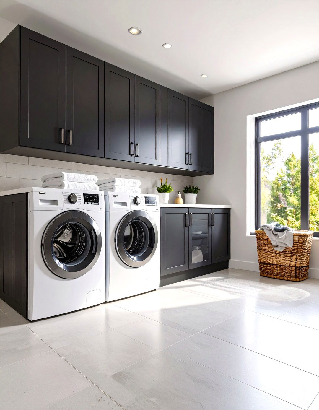 Black Maximalist Storage Solution - 24 black laundry room ideas
