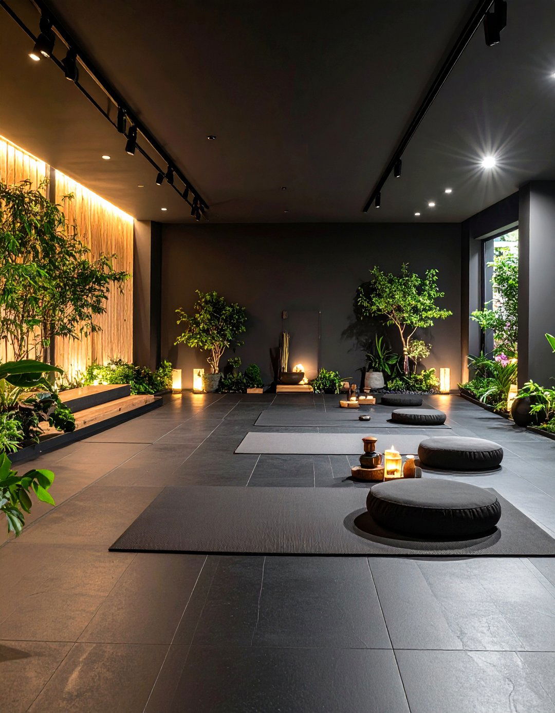 Black Meditation and Yoga Space - 24 black basement ideas