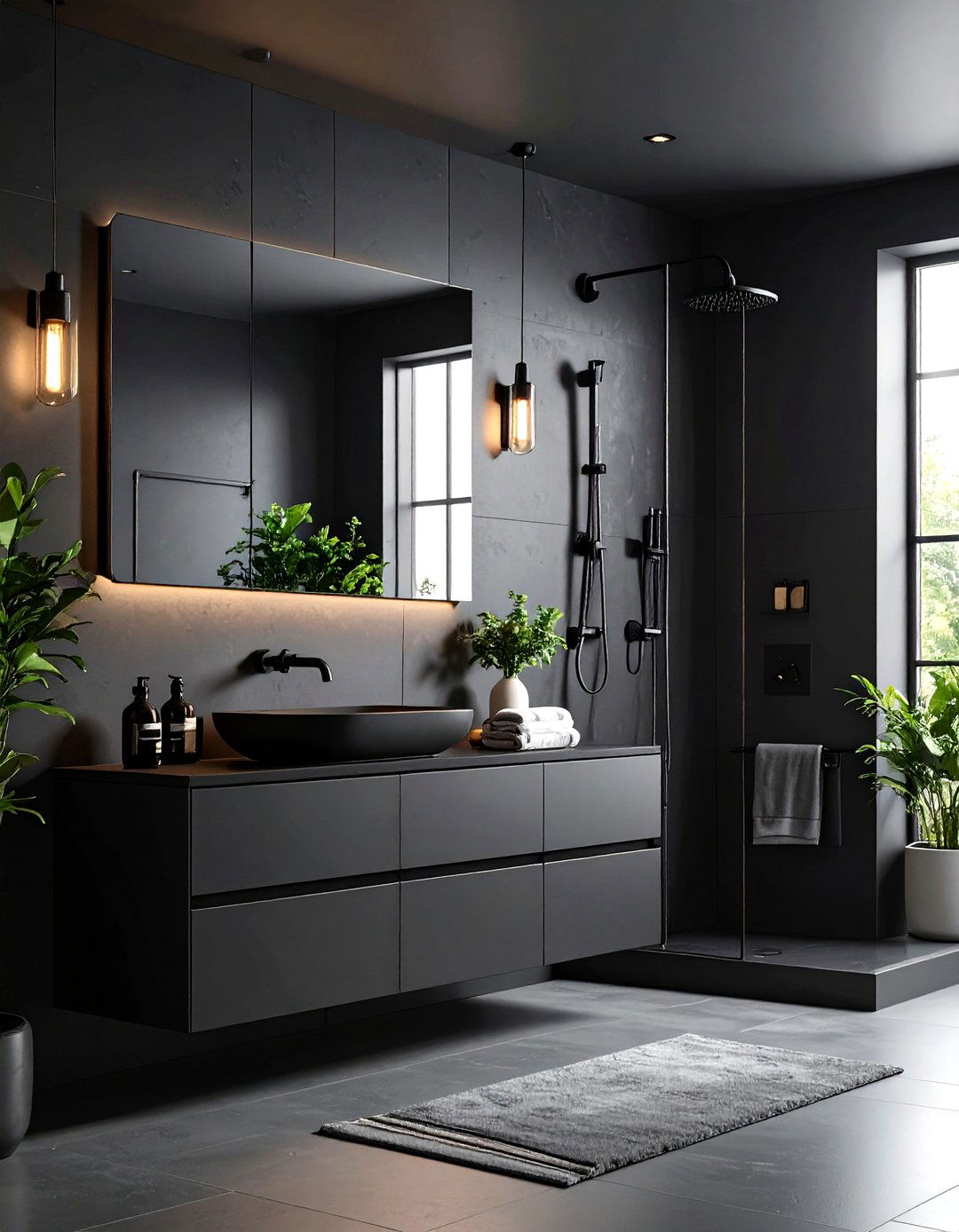 Black Metal Fixtures - 24 Industrial Bathroom Ideas