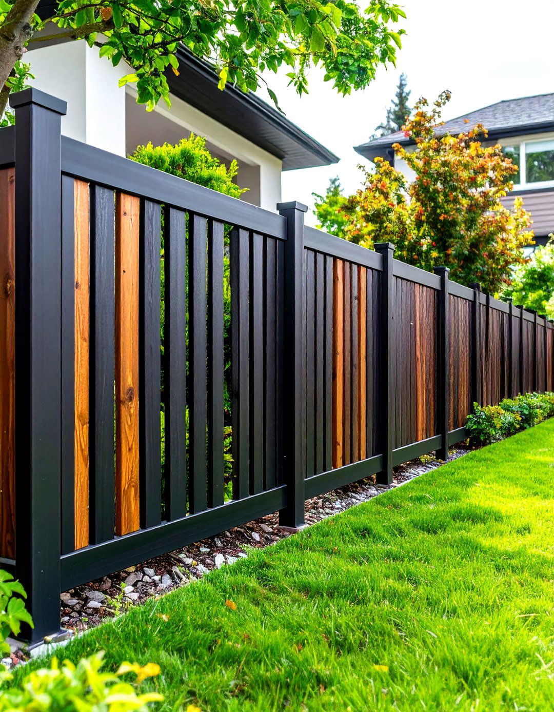 Black Metal Frame Contemporary Design - 24 Decorative Fence Ideas