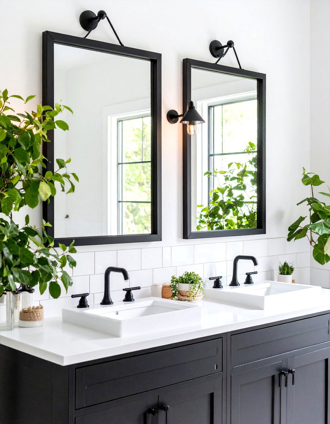 Black Metal Industrial Farmhouse Mirrors - 24 Farmhouse Bathroom Mirrors Ideas
