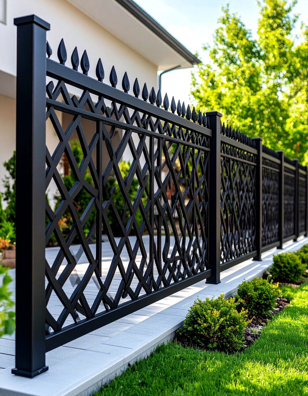 Black Metal Modern Geometric Fence - 24 Black Fence Ideas