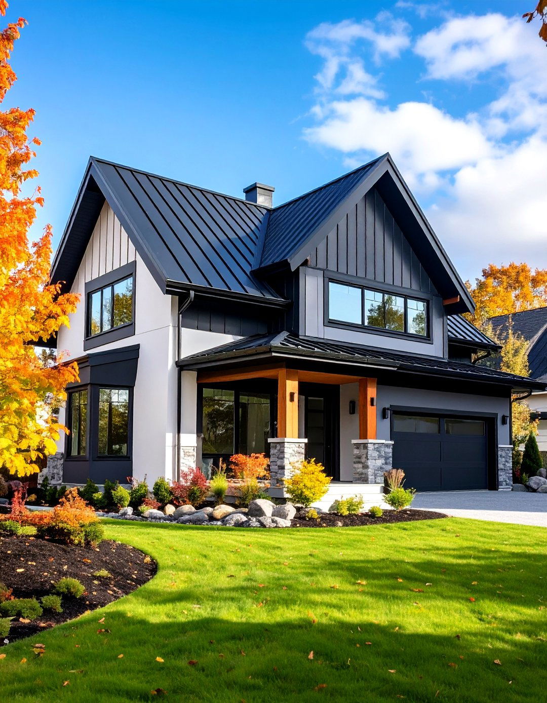 Black Metal Roofing Combinations - 24 Black House Exteriors & Paint Colors