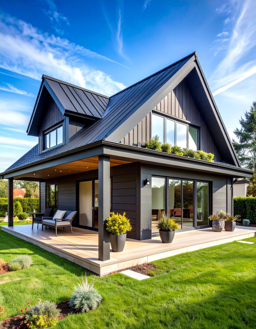 Black Metal Sleek Modern Design - 24 Metal Roof Porch Design Ideas