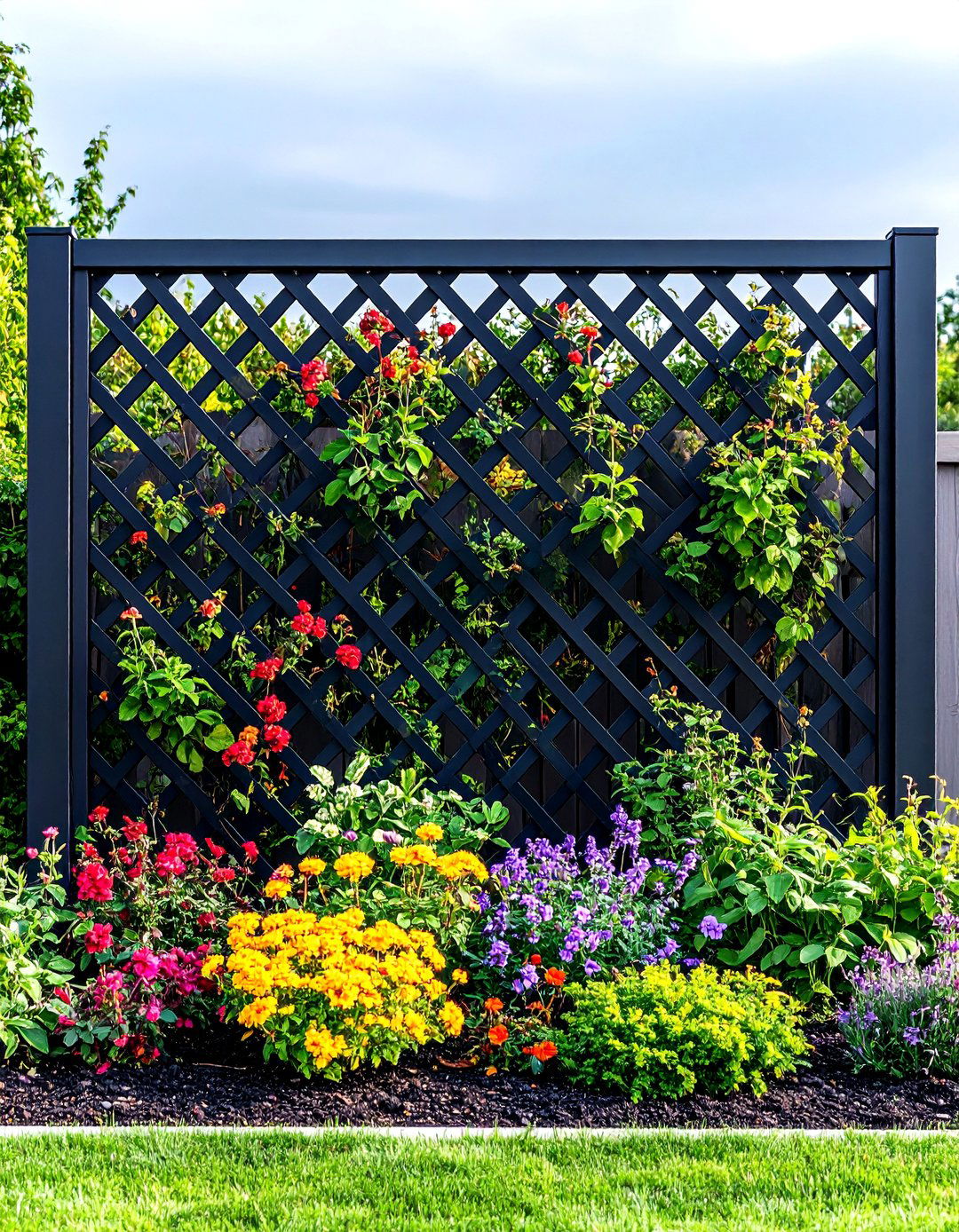 Black Metal Trellis Garden Fence - 24 Black Fence Ideas