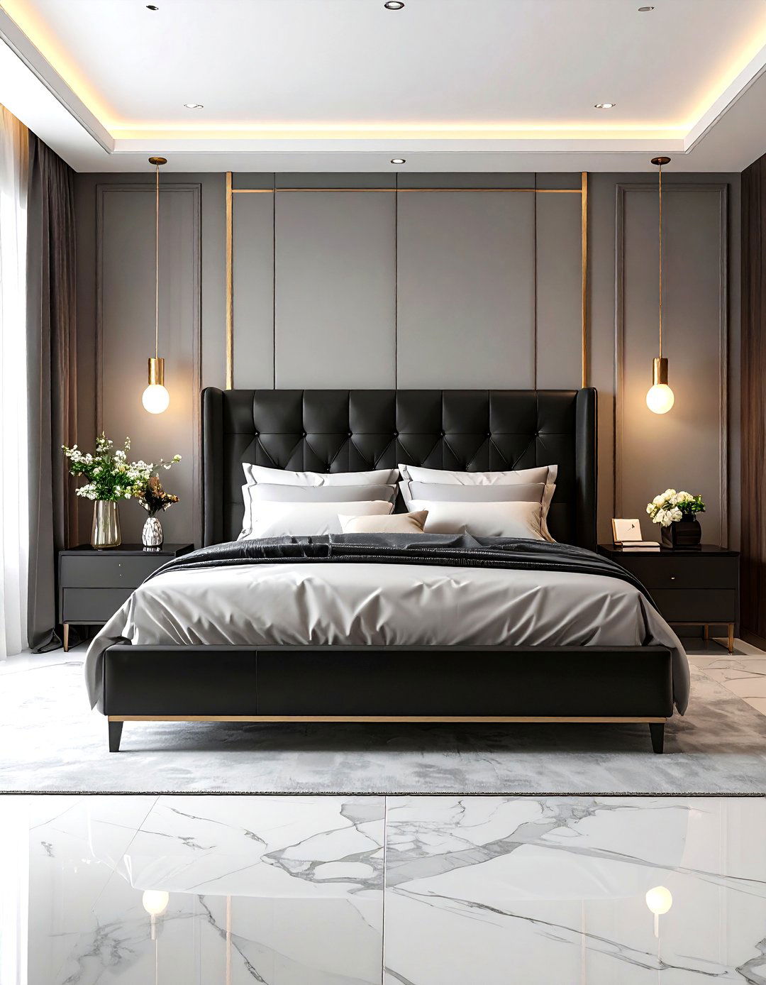Black Modern Luxe Headboard - 24 Black Headboard Bedroom Ideas