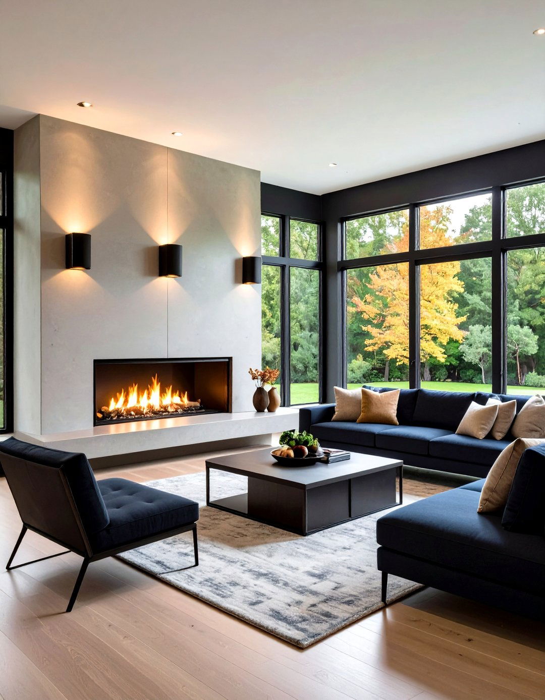 Black Modern Sconces with Contemporary Fireplaces - 24 Fireplace Sconces Ideas