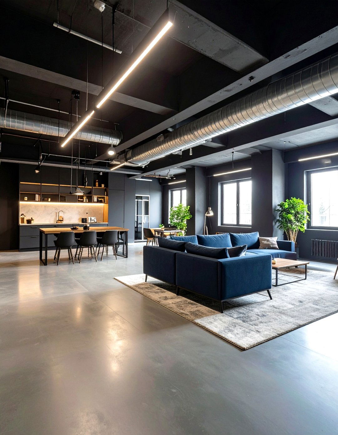 Black Multi Purpose Flexible Space - 24 black basement ideas