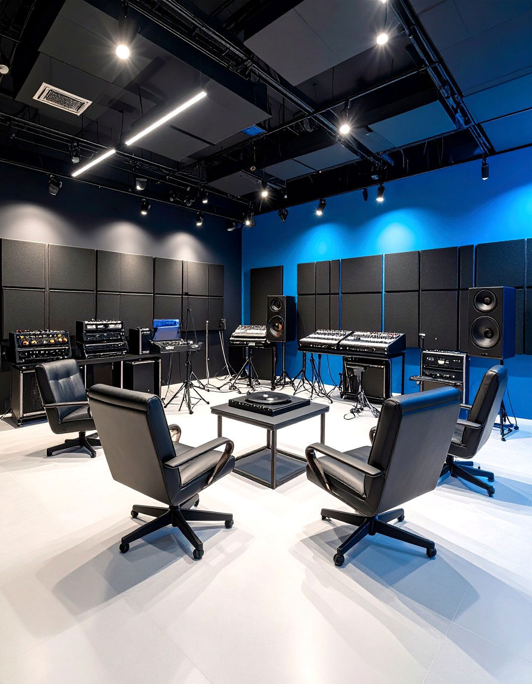 Black Music Studio Lounge Cave - 24 Black Man Cave Ideas