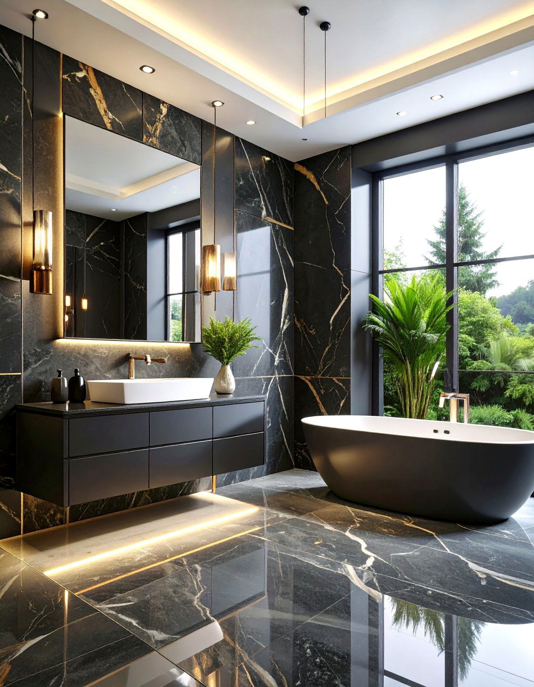 Black Onyx Effect Luxury Tiles - 24 Black Tile Bathroom Ideas