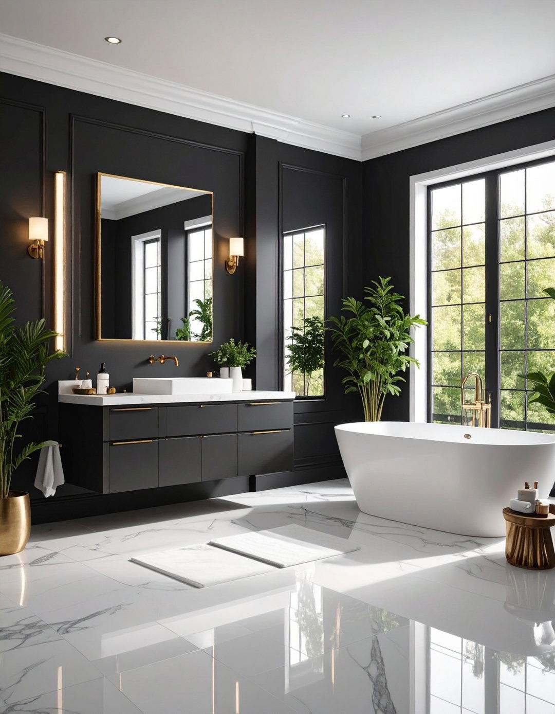 Black Painted Wall Bathroom Drama - 24 Black Bathroom Ideas