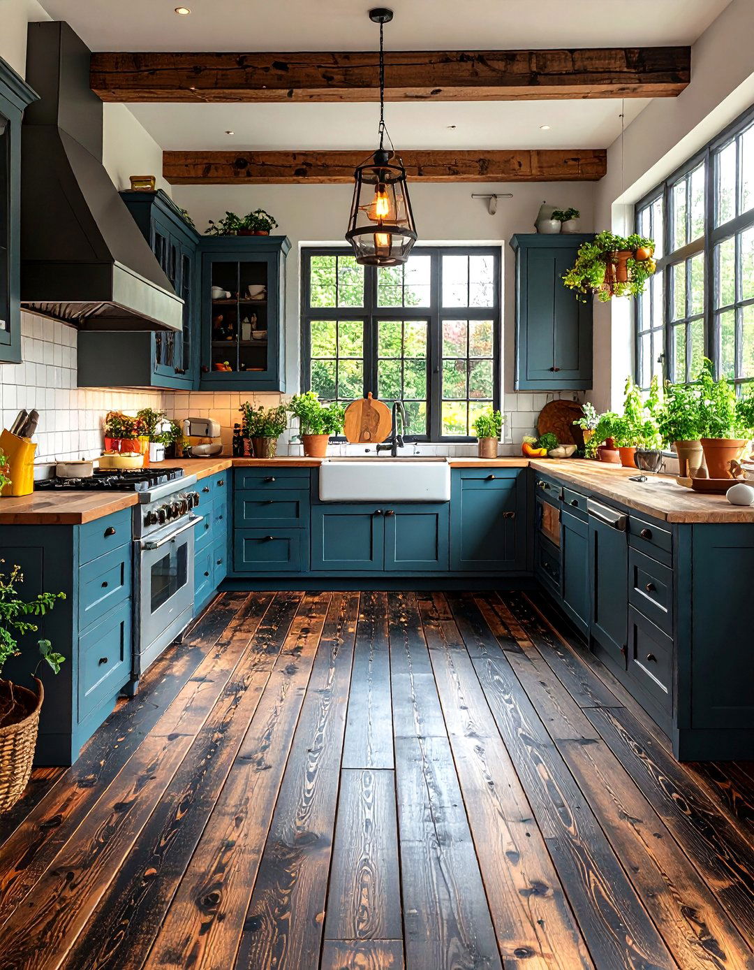Black Painted Wood Floor Treatment - 24 Black Floor Kitchen Ideas