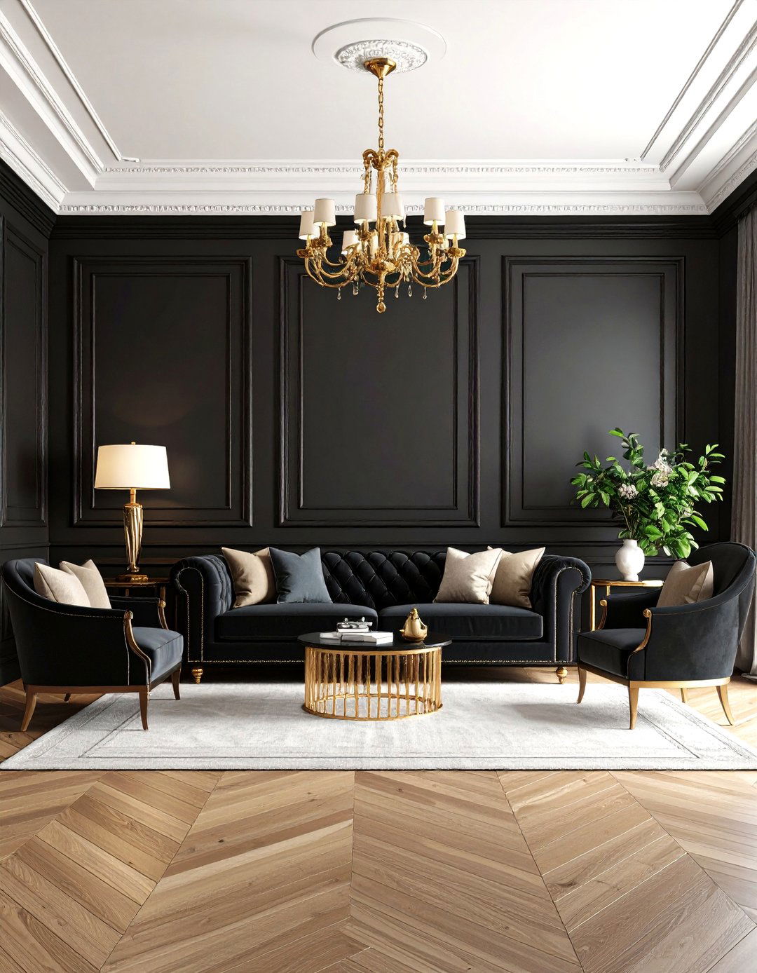 Black Paneled Wall Living Room - 24 Black Living Room Ideas