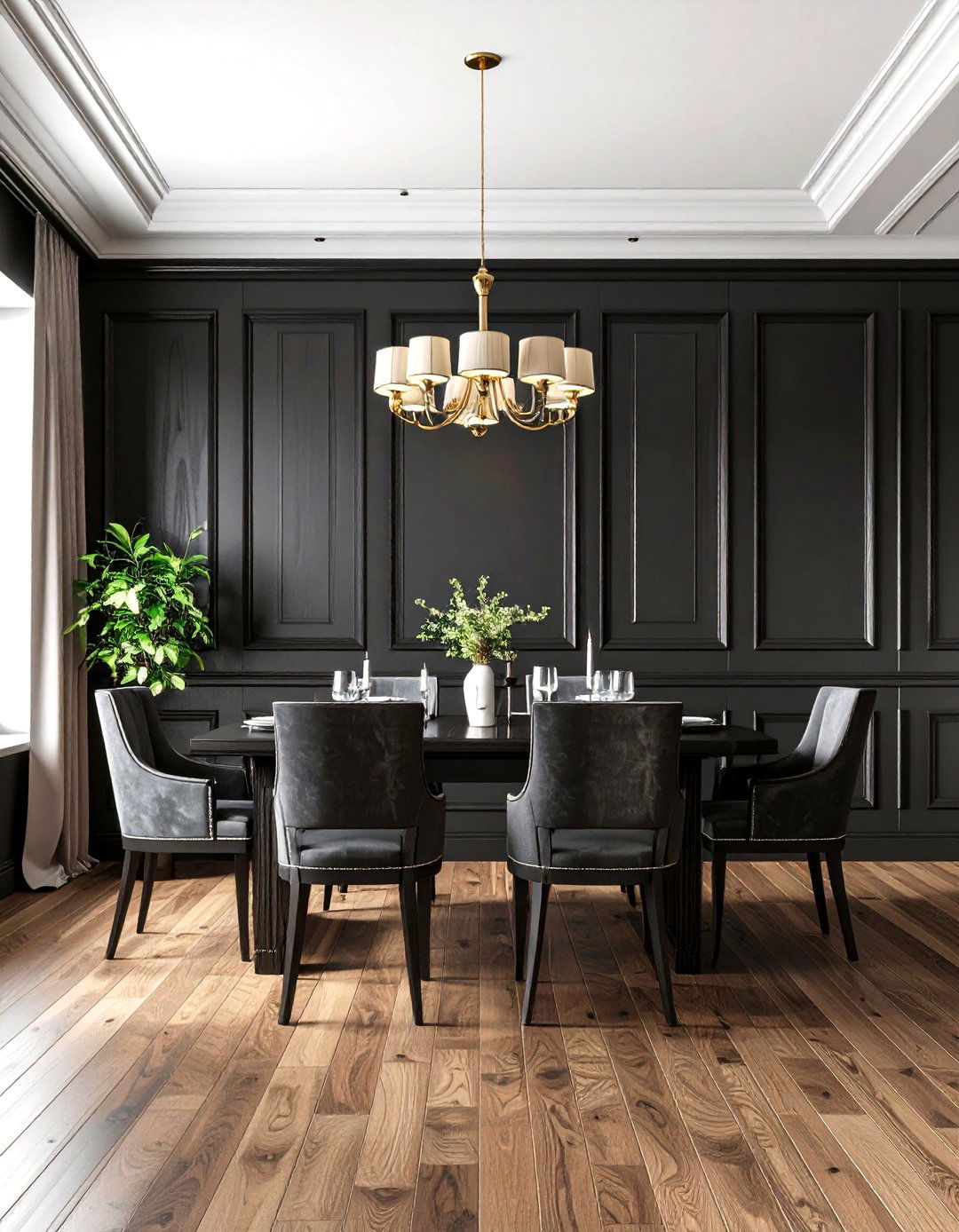 Black Paneling Accent Wall Design - 24 Black Accent Wall Dining Room Ideas