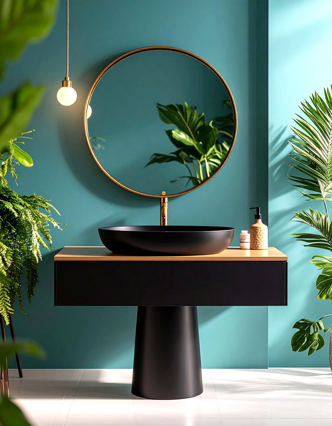 Black Pedestal Sink Simplicity - 24 black powder room ideas