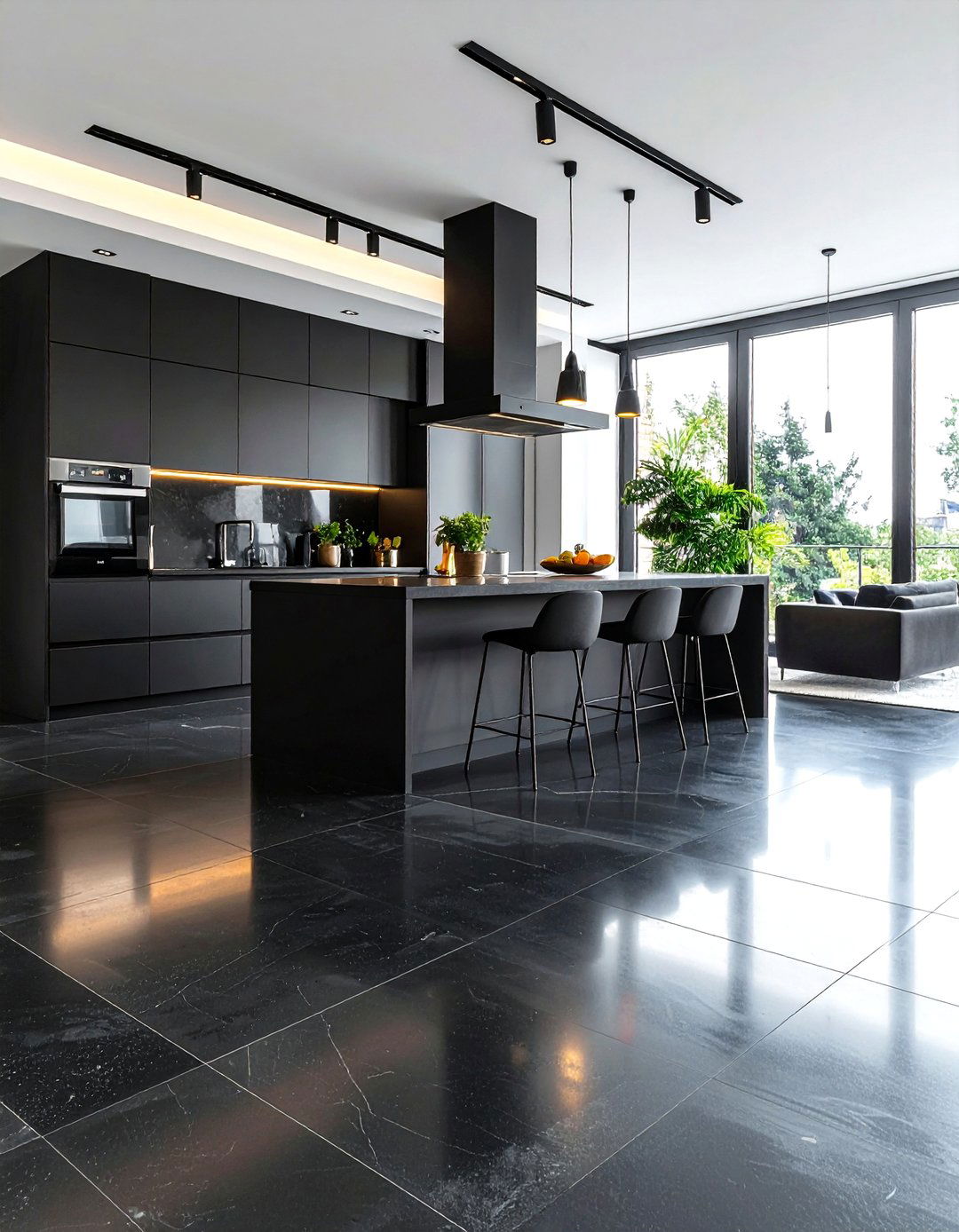Black Polished Concrete Kitchen Floors - 24 Black Kitchen Floor Ideas