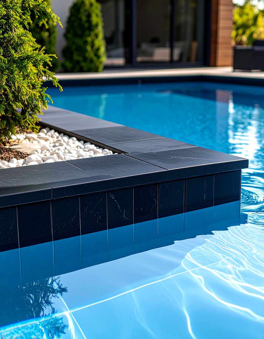 Black Pool Waterline Tiles for Dramatic Impact - 24 Waterline Pool Tile Ideas