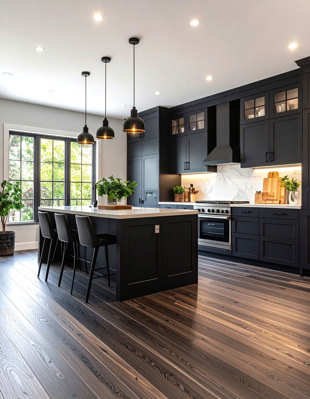 Black Porcelain Wood Look Kitchen Flooring - 24 Black Kitchen Floor Ideas