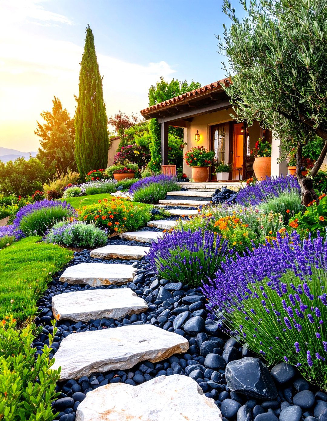 Black River Rock Mediterranean Gardens - 24 Black River Rock Landscaping Ideas