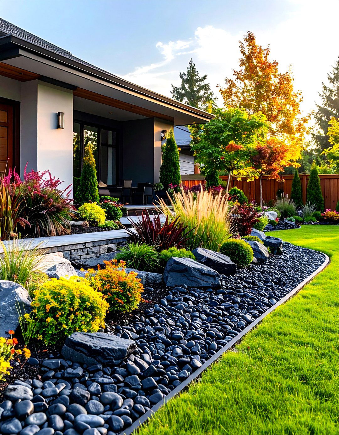 Black River Rock Modern Landscapes - 24 Black River Rock Landscaping Ideas