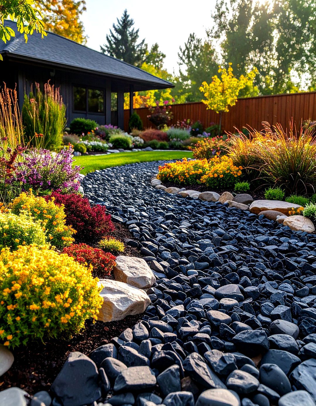 Black River Rock Mulch Alternatives - 24 Black River Rock Landscaping Ideas
