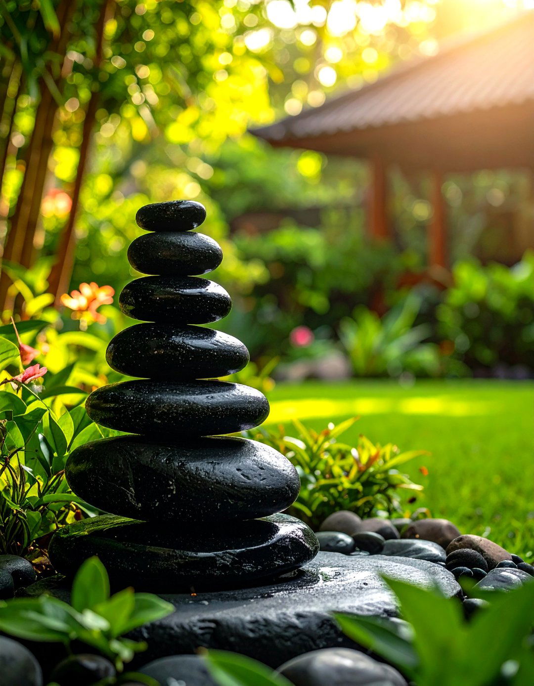 Black River Rock Sculptural Elements - 24 Black River Rock Landscaping Ideas