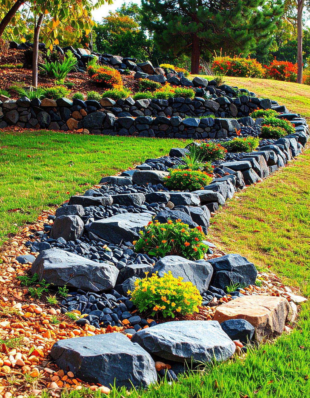 Black River Rock Slope Stabilization - 24 Black River Rock Landscaping Ideas