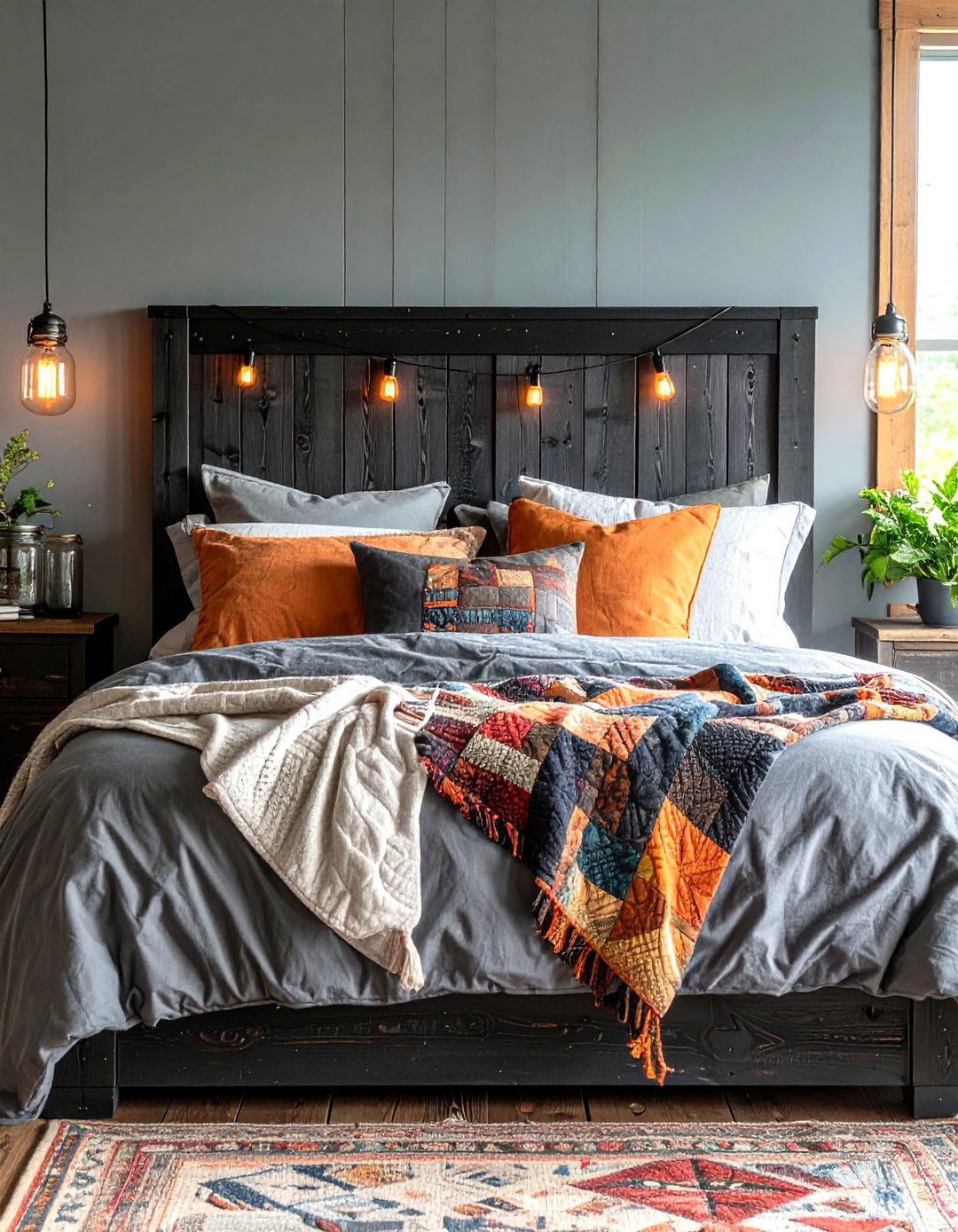 Black Rustic Farmhouse Headboard