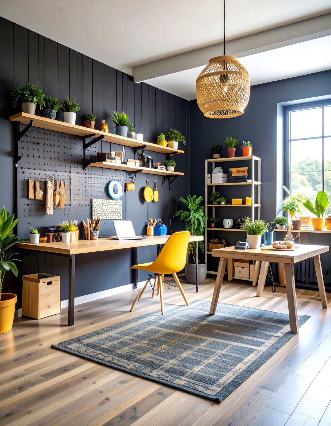 Black Shiplap Craft Room Organization Wall - 24 Black Shiplap Wall Ideas