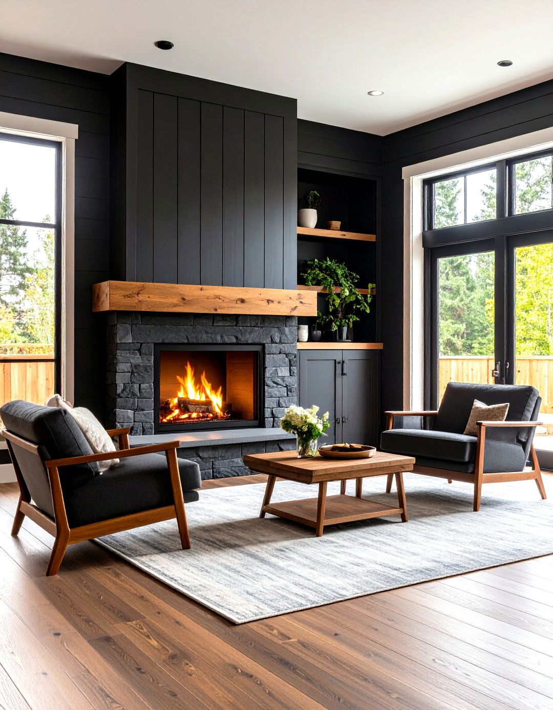 Black Shiplap Fireplace Surround Wall - 24 Black Shiplap Wall Ideas