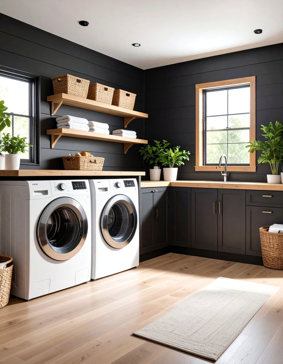 Black Shiplap Laundry Room Transformation - 24 Black Shiplap Wall Ideas