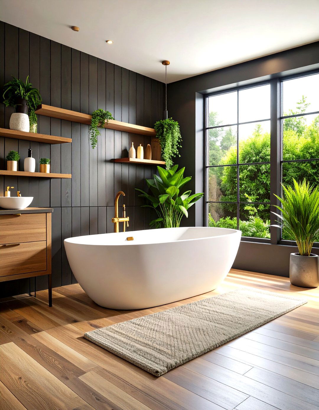 Black Shiplap Master Bathroom Tub Wall - 24 Black Shiplap Wall Ideas